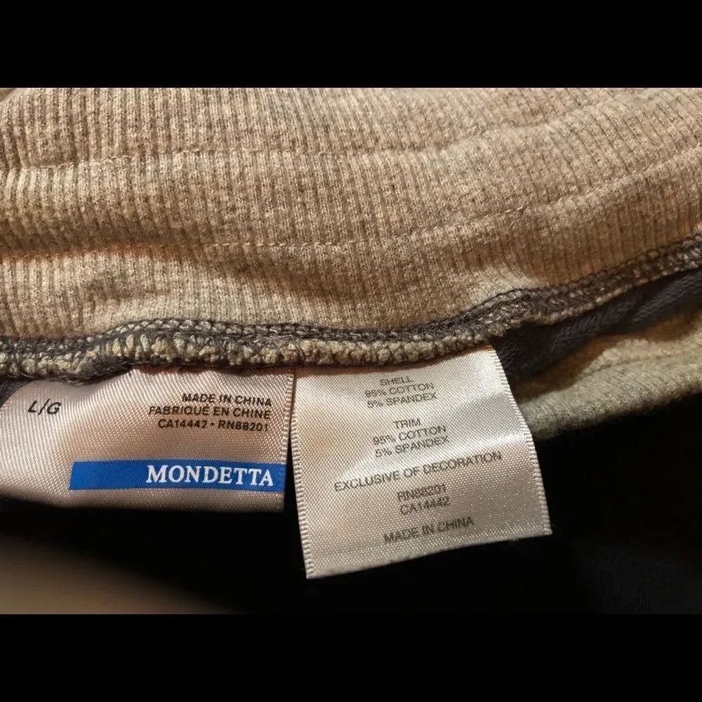 Mondetta Blue and gray cotton/spandex shorts with small zipper in back for a key